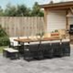 vidaXL Ensemble à manger de jardin 13 pcs coussins noir résine tressée