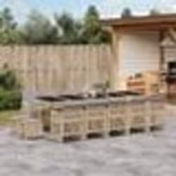 vidaXL Ensemble à manger de jardin et coussins 15 pcs beige