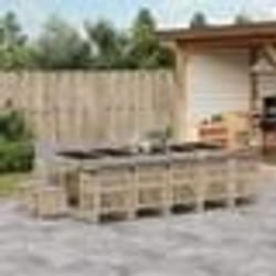 vidaXL Ensemble à manger de jardin et coussins 15 pcs beige