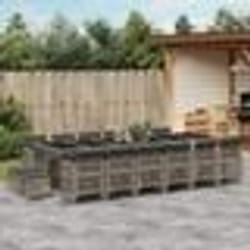 vidaXL Ensemble à manger de jardin 17 pcs et coussins résine tressée