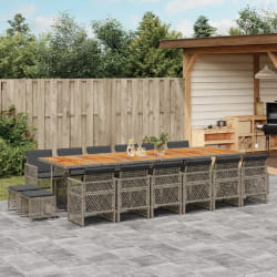 vidaXL Ensemble à manger de jardin 17 pcs et coussins résine tressée