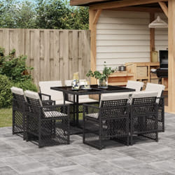 Vidaxl - Ensemble À Manger De Jardin 9pcs Coussins Noir Résine Tressée