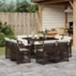 vidaXL Ensemble à manger de jardin et coussins 9 pcs marron poly rotin