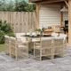 vidaXL Ensemble à manger de jardin et coussins 9 pcs beige Poly rotin