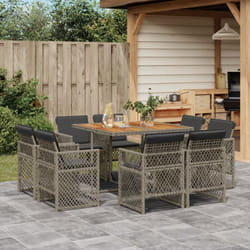 Vidaxl - Ensemble À Manger De Jardin 9 Pcs Coussins Gris Résine Tressée