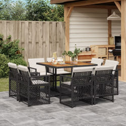 Vidaxl - Ensemble À Manger De Jardin 9pcs Coussins Noir Résine Tressée