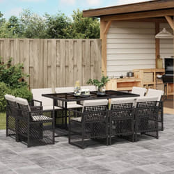 Vidaxl Ensemble À Manger De Jardin 11 Pcs Coussins Noir Résine Tressée