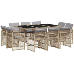 Vidaxl - Ensemble à manger de jardin et coussins 11 pcs mélange beige