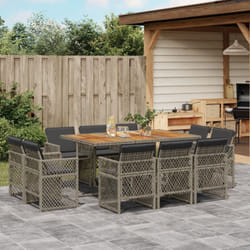 Vidaxl - Ensemble À Manger De Jardin 11pcs Avec Coussins Gris Poly Rotin
