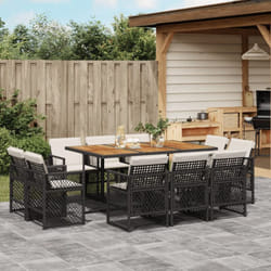 Vidaxl - Ensemble À Manger De Jardin 11 Pcs Coussins Noir Résine Tressée