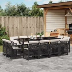 Vidaxl - Ensemble À Manger De Jardin 13 Pcs Coussins Noir Résine Tressée