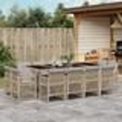 vidaXL Ensemble à manger de jardin coussins 13 pcs mélange beige rotin