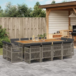 Ensemble À Manger De Jardin Coussins 13 Pcs Gris Résine Tressée Vidaxl