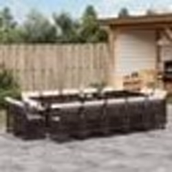 vidaXL Ensemble à manger de jardin avec coussins 15 pcs marron rotin