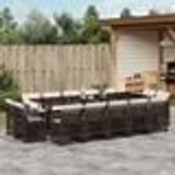 vidaXL Ensemble à manger de jardin avec coussins 15 pcs marron rotin