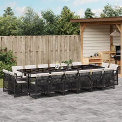 Ensemble À Manger De Jardin 17 Pcs Coussins Noir Résine Tressée Vidaxl