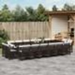 vidaXL Ensemble à manger de jardin et coussins 17 pcs marron rotin
