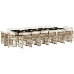 Vidaxl - Ensemble à manger de jardin et coussins 17 pcs beige