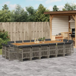 Ensemble À Manger De Jardin 17 Pcs Et Coussins Résine Tressée Vidaxl