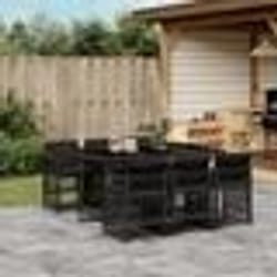 vidaXL Ensemble à manger de jardin coussins 7pcs Noir Résine tressée