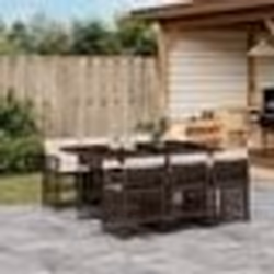 vidaXL Ensemble à manger de jardin et coussins 7 pcs marron rotin