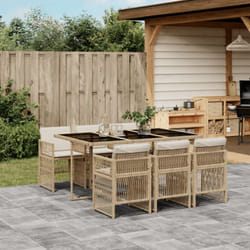 Vidaxl - Ensemble à manger de jardin et coussins 7 pcs beige poly rotin