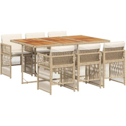 Vidaxl - Ensemble à manger de jardin et coussins 7 pcs beige poly rotin