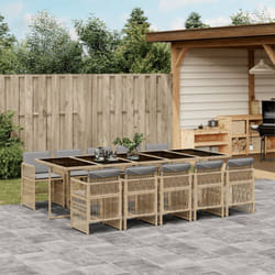 Vidaxl - Ensemble à manger de jardin 11pcs avec coussins gris poly rotin