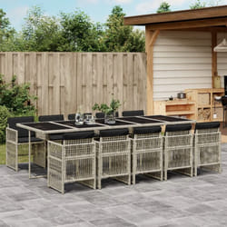 Vidaxl - Ensemble à manger de jardin 11pcs avec coussins gris poly rotin