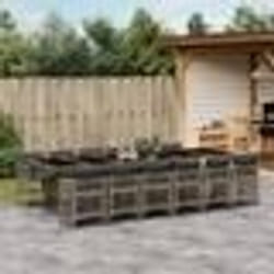 vidaXL Ensemble à manger de jardin coussins 13 pcs gris résine tressée