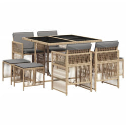 Vidaxl - Ensemble à manger de jardin et coussins 9 pcs mélange beige