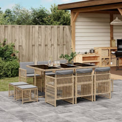Vidaxl - Ensemble à manger de jardin et coussins 11 pcs mélange beige