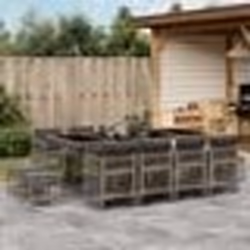 vidaXL Ensemble à manger de jardin coussins 13 pcs gris résine tressée