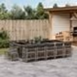 vidaXL Ensemble à manger de jardin 15 pcs coussins gris résine tressée