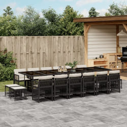 Vidaxl - Ensemble à manger de jardin 17 pcs coussins noir résine tressée