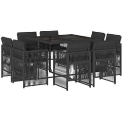 Vidaxl - Ensemble à manger de jardin 9pcs coussins noir résine tressée