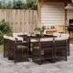 vidaXL Ensemble à manger de jardin et coussins 9 pcs marron poly rotin