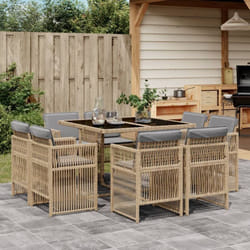 Vidaxl - Ensemble à manger de jardin et coussins 9 pcs mélange beige