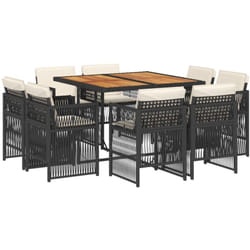 Vidaxl - Ensemble à manger de jardin 9pcs coussins noir résine tressée