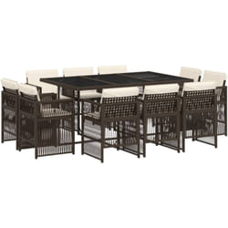 Vidaxl - Ensemble à manger de jardin et coussins 11 pcs marron rotin