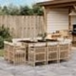 vidaXL Ensemble à manger de jardin et coussins 11 pcs beige poly rotin