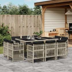 Vidaxl - Ensemble à manger de jardin 11pcs avec coussins gris poly rotin