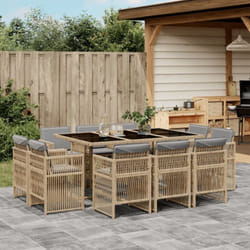 Vidaxl - Ensemble à manger de jardin et coussins 11 pcs mélange beige