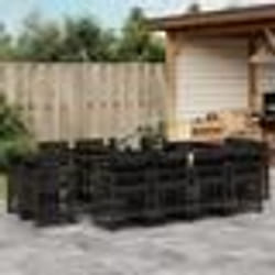 vidaXL Ensemble à manger de jardin 13 pcs coussins noir résine tressée