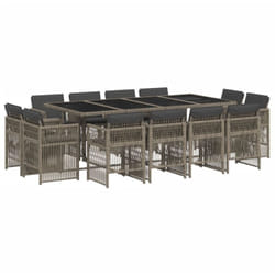 Ensemble à manger de jardin coussins 13 pcs gris résine tressée Vidaxl