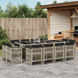 Vidaxl - Ensemble à manger de jardin et coussins 13 pcs gris clair rotin