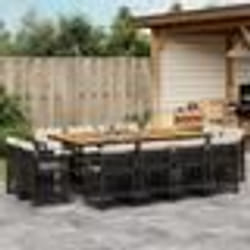 vidaXL Ensemble à manger de jardin 13 pcs coussins noir résine tressée
