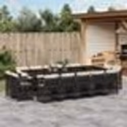 vidaXL Ensemble à manger de jardin 15 pcs coussins noir résine tressée