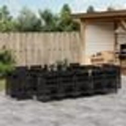 vidaXL Ensemble à manger de jardin 15 pcs coussins noir résine tressée