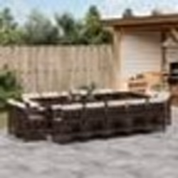 vidaXL Ensemble à manger de jardin avec coussins 15 pcs marron rotin